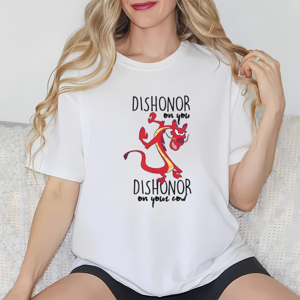 Disney Mulan Funny Mushu Dishonor On Your Cow Graphic Shirt