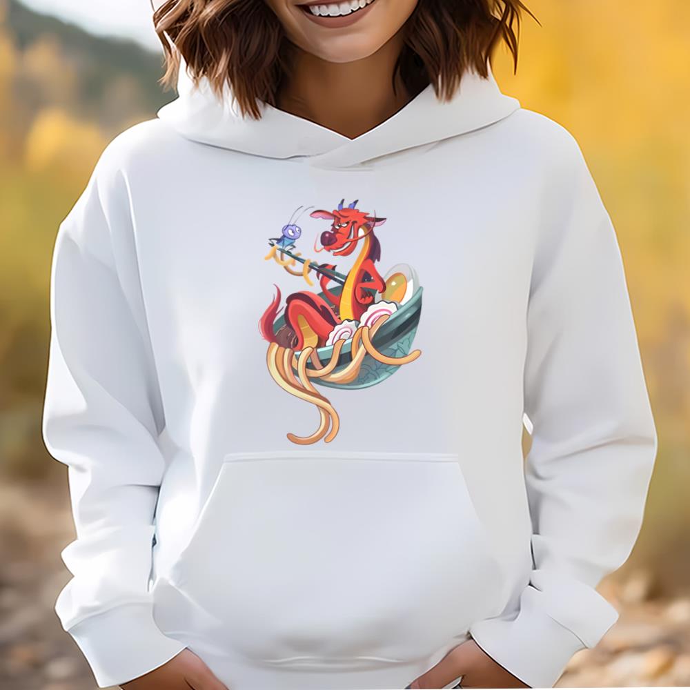 Disney Mulan Funny Mushu Dragon And Cri-Kee With Ramen Shirt