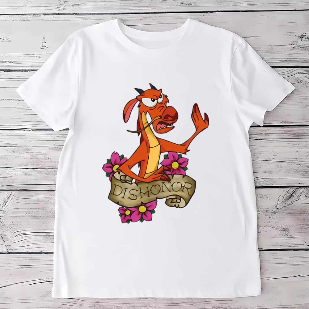 Disney Mulan Funny Mushu Dragon Dishonor Floral Retro Shirt