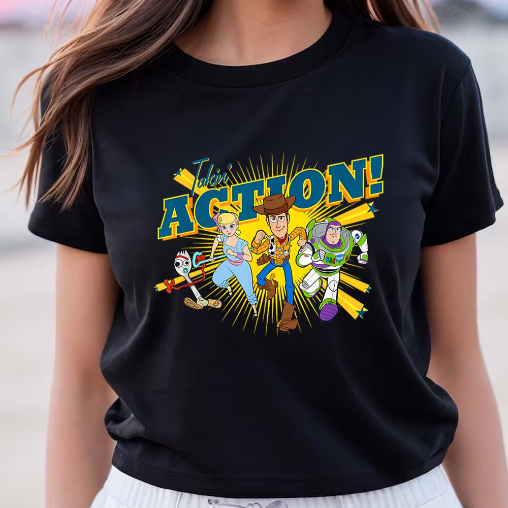 Disney Pixar Toy Story 4 Characters Takin Action T-Shirt