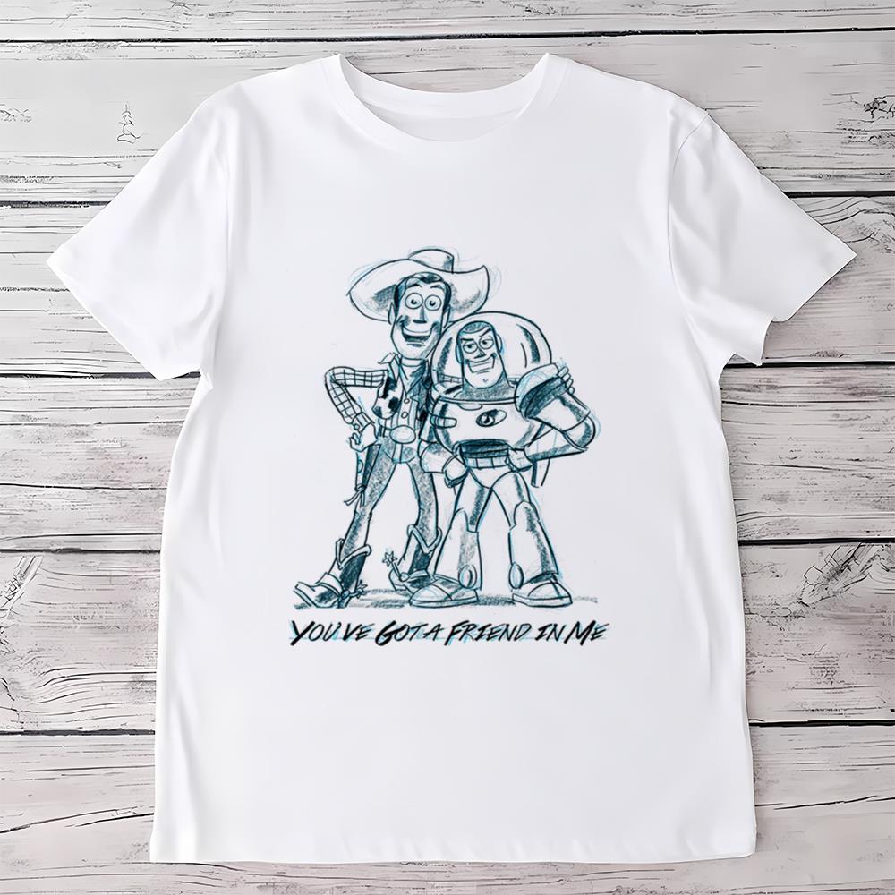Disney Pixar Toy Story Buzz And Woody A Friend In Me Sketch T-Shirt