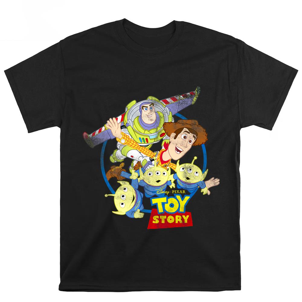 Disney Pixar Toy Story Flying Group Shot Logo T Shirt