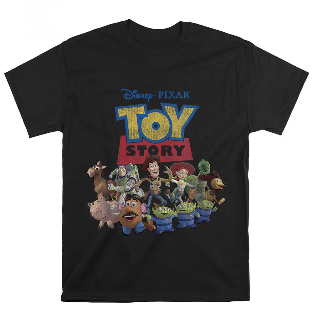 Disney Pixar Toy Story Group Shot Toy Autographs Front Back T-Shirt
