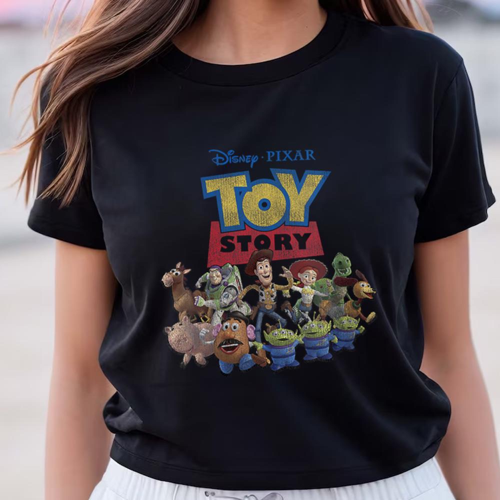 Disney Pixar Toy Story Group Shot Toy Autographs Front Back T-Shirt