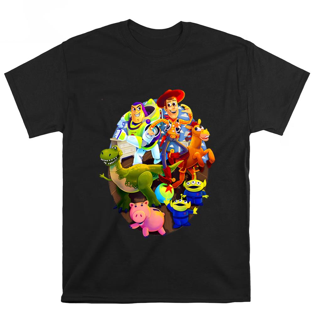 Disney Pixar Toy Story Main Cast Circle Logo T Shirt