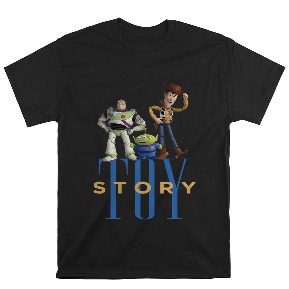Disney Pixar Toy Story Woody Buzz Alien Simple Text T-Shirt