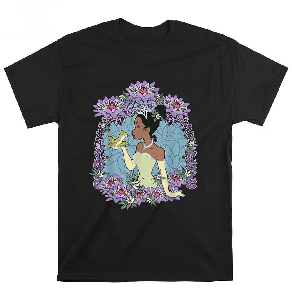 Disney Princess And The Frog Tiana Floral Frame Portrait T Shirt