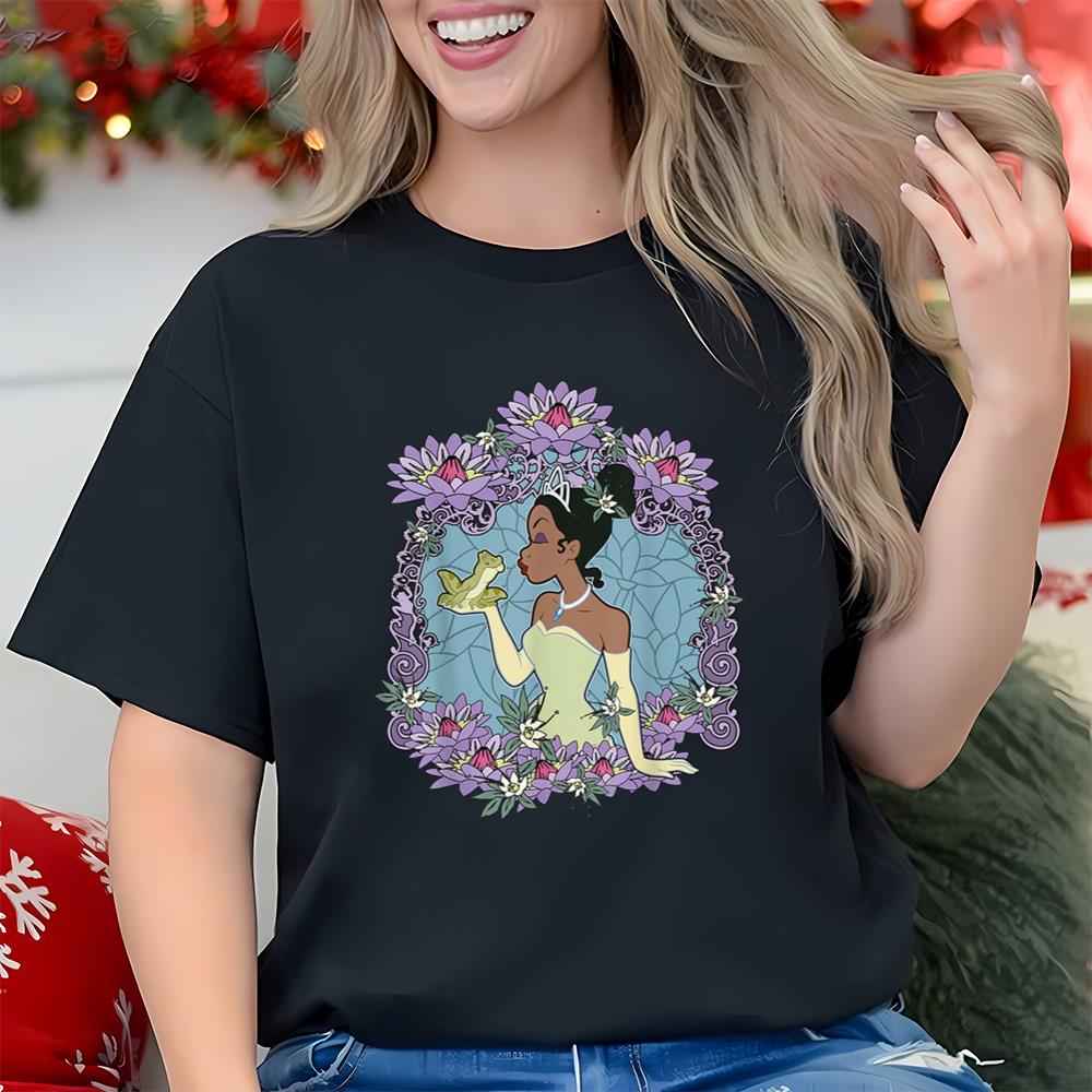 Disney Princess And The Frog Tiana Floral Frame Portrait T Shirt