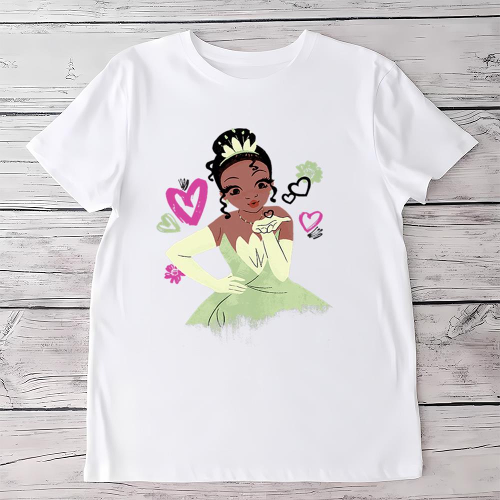 Disney The Princess And The Frog Tiana Heart And Kisses Sketch T Shirt