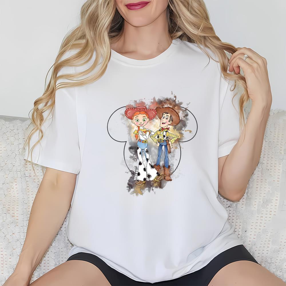 Disney Watercolor Toy Story Woody And Jessie Shirt