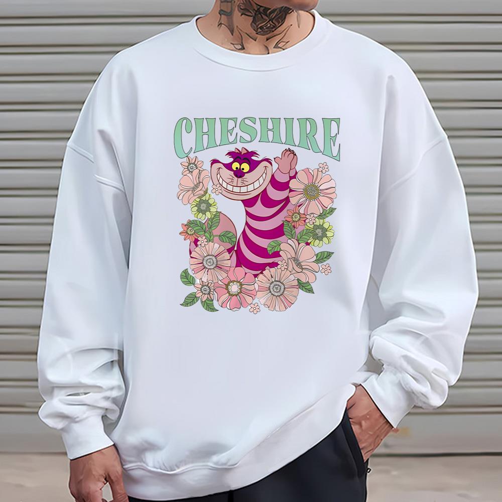 isney Floral Cheshire Cat Flowers Portrait T-Shirt