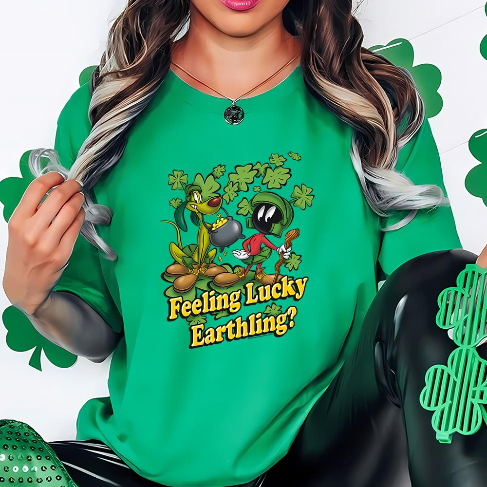 Marvin The Martian Looney Tunes Feeling Lucky St Patrick’s Day Shirt