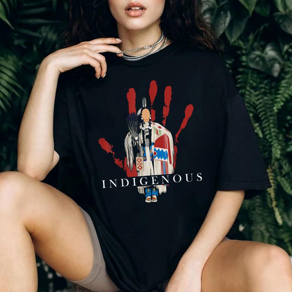 MMIW T-shirt, Native American Indigenous Red Hand Indian Blood-Themed T-Shirt