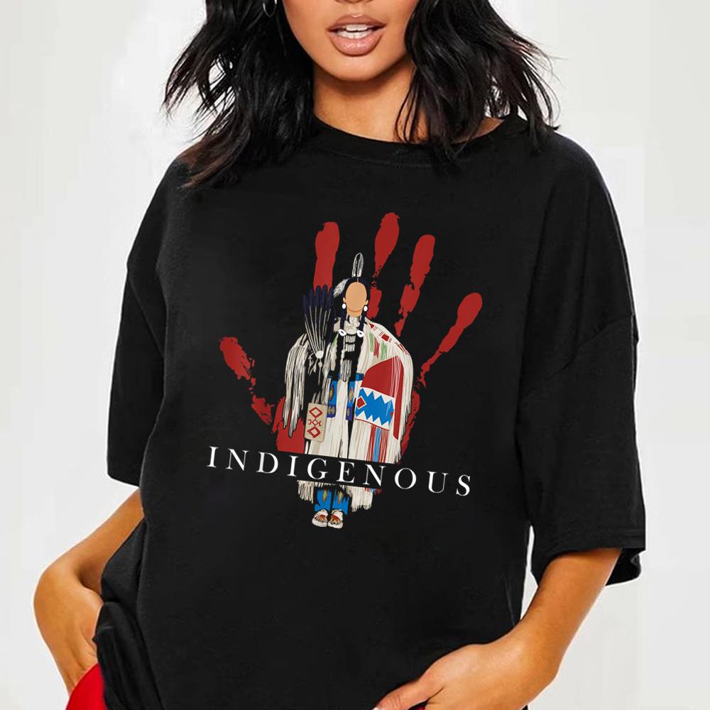 MMIW T-shirt, Native American Indigenous Red Hand Indian Blood-Themed T-Shirt
