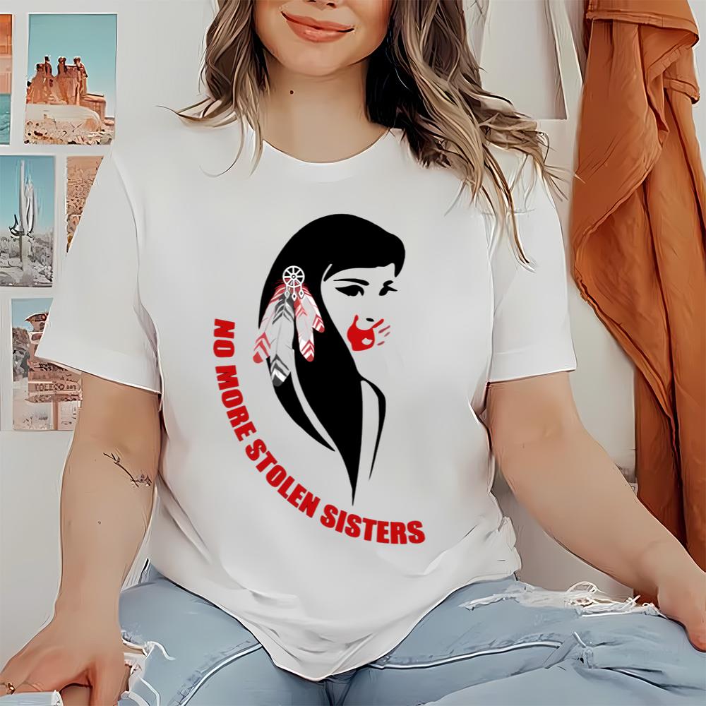 No More Stolen Sisters Shirt, Indian Girl with Red Hand T-Shirt