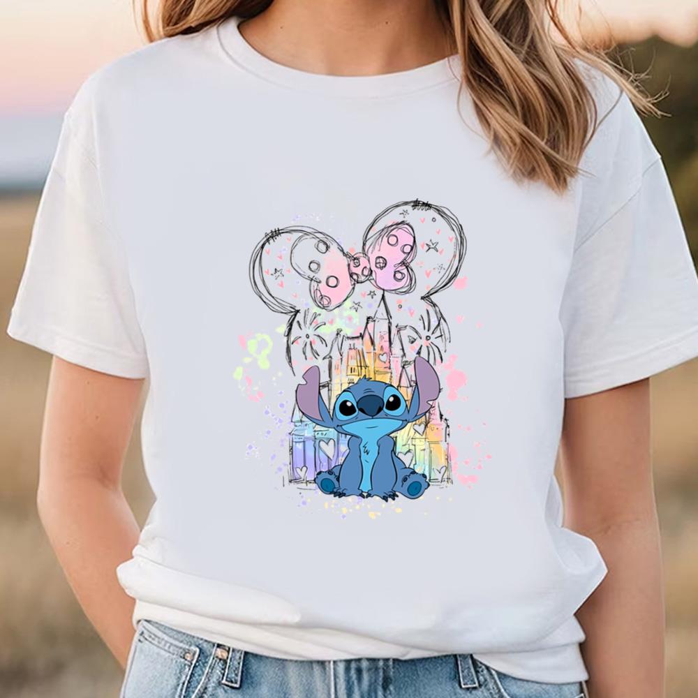 Stitch Watercolor Castle Magic Kingdom Shirt